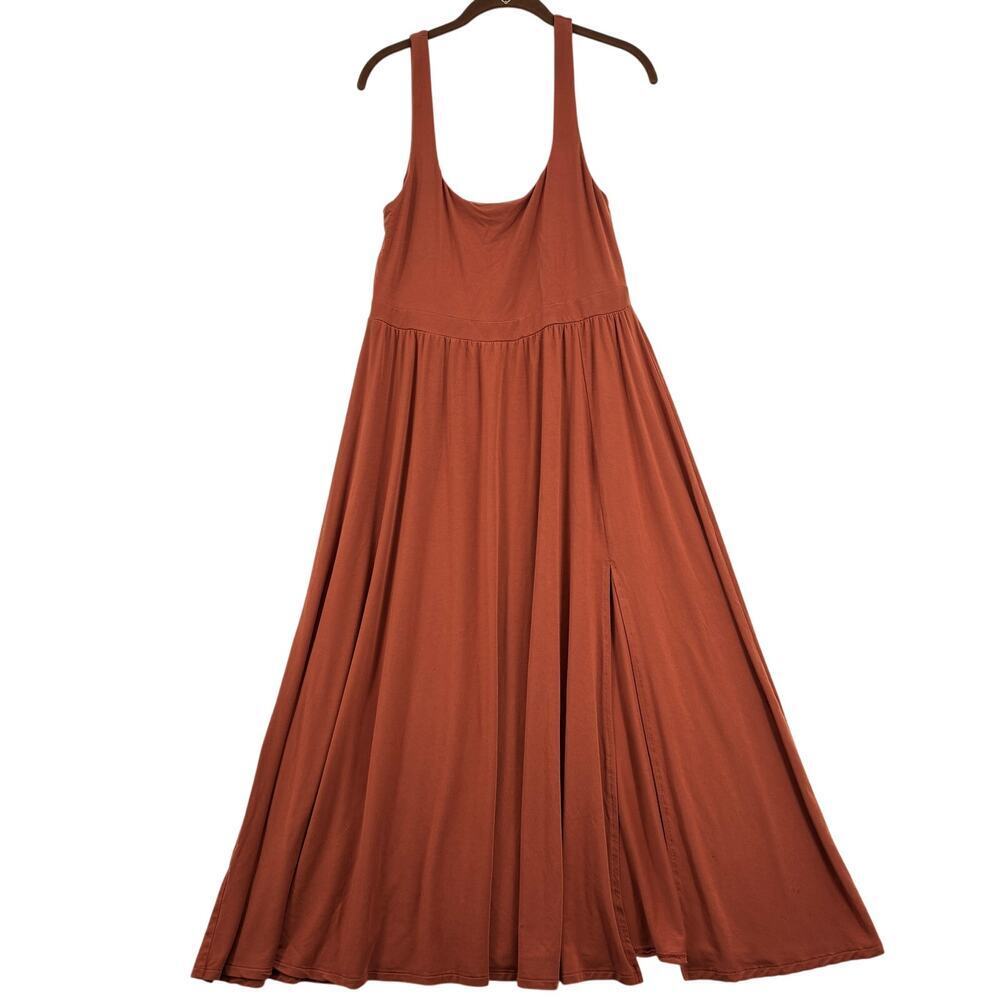 Wilfred Midi Tank Dress Size L Brown Square Neck A-Line Stretch Knit